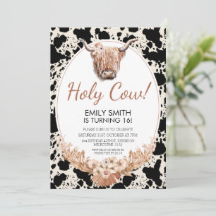 Boho Floral Highland Kuh Geburtstagseinladung Einladung