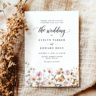 Boho Floral Hochzeit im Herbst Einladung