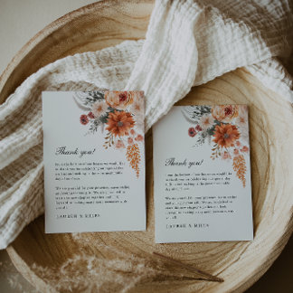 Boho Floral Hochzeit im Herbst Vielen Dank Dankeskarte