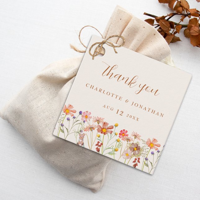 Boho Floral Hochzeit im Herbst Vielen Dank Geschenkanhänger (Terracotta burnt orange beige cream elegant boho fall rustic floral Wedding thank you favor tag)