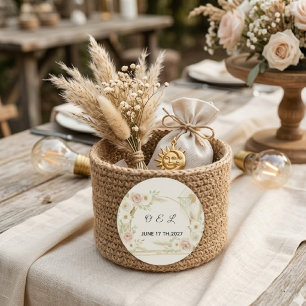 Boho-Floral-Hochzeit & Vor-der-Hochzeit Runder Aufkleber