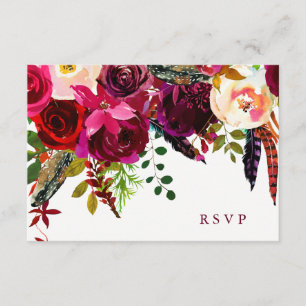 Boho Floral Hochzeitsreaktion RSVP Karte