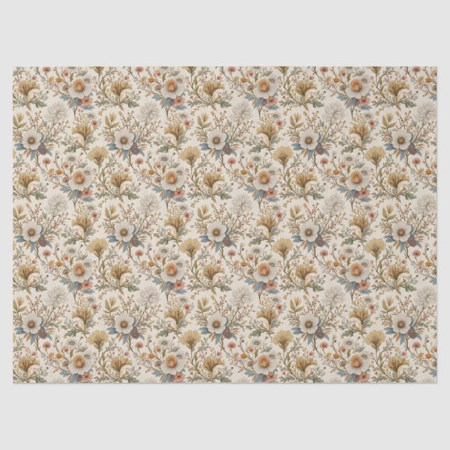 Boho Floral in Beige Seidenpapier (Vorderseite)