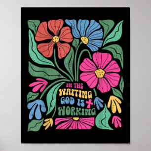 Boho floral in Wart Gottes arbeitet Jesus ch Poster