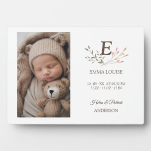 Boho-Floral-Initial Baby Neugeborenes Fotoplatte
