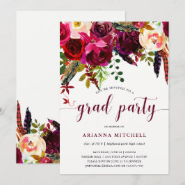 Boho Floral | Invitation de la fête de graduation