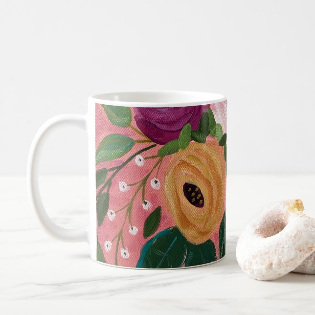 Boho Floral Kaffeetasse (Mit Donut)