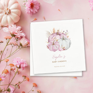 Boho-Floral Kleine Rosa Kürbisse Baby Shower Serviette