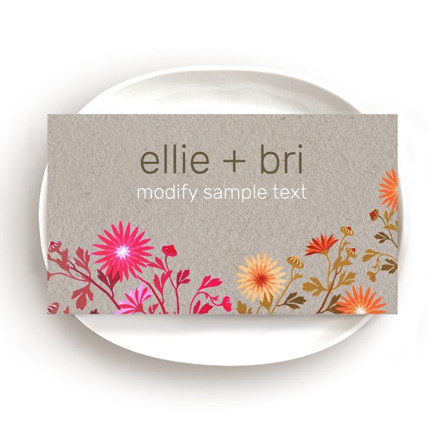 Boho Floral Kraft Business Card Visitenkarte (Von Creator hochgeladen)