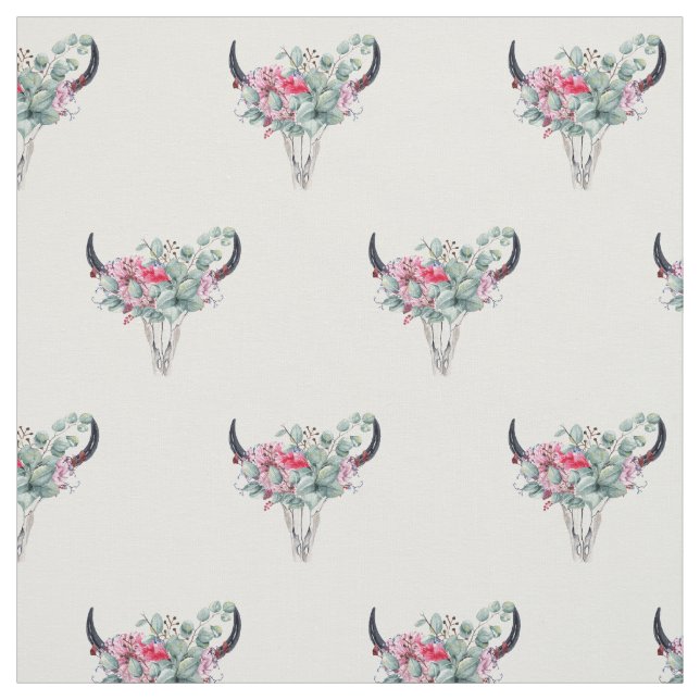 Boho Floral Kuh Schädelmuster Stoff (Muster)