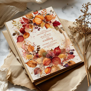 Boho Floral Kürbis Schrift Hochzeit Einladung