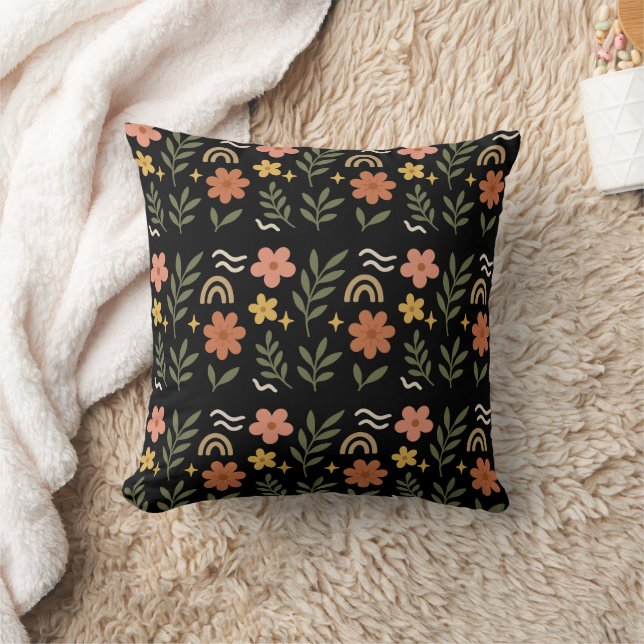 Boho Floral Leaf Coussin (Couverture)
