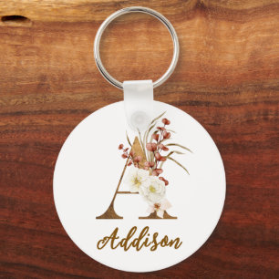 Boho Floral Letter A Monogram Gastgeschenk Hochzei Schlüsselanhänger