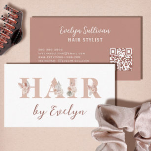 Boho Floral Letters Hair Business Card Visitenkarte