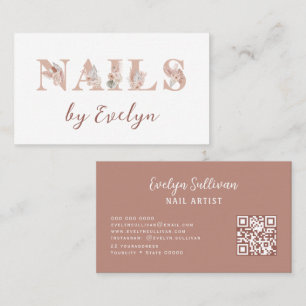 Boho Floral Lettres Nails Carte de visite