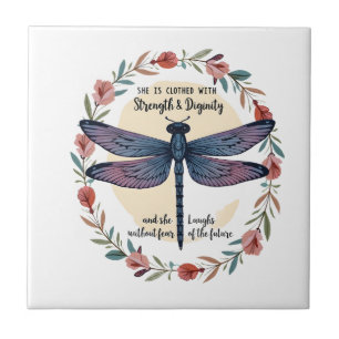 Boho Floral Libelle Sie ist bekleidet mit Kraft Fliese