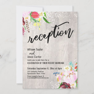 Boho Floral Lights Rustikale Hochzeitsstimmung Einladung