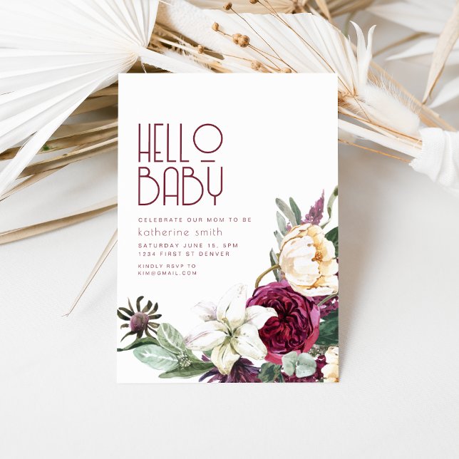 Boho Floral Lila & Cream Baby Dusche Einladung (Von Creator hochgeladen)