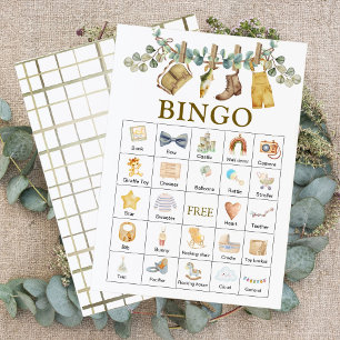 Boho Floral Little Fisherman Baby Shower Bingo