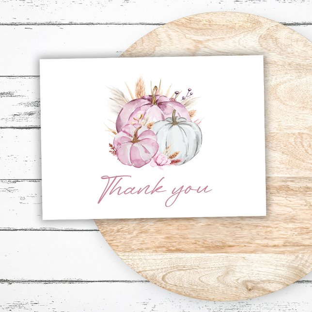 Boho Floral Little Pink Pumpkins Baby Dusche Dankeskarte (Von Creator hochgeladen)