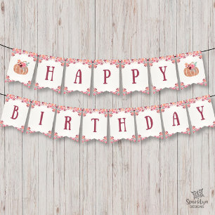 Boho Floral Little Pumpkin Birthday Bunt Banner