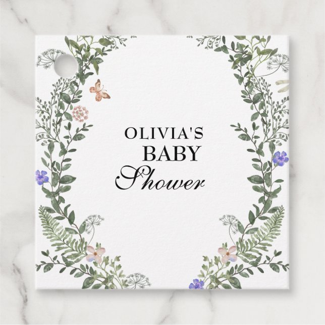 Boho Floral Lush Gender Neutral Baby Dusche Geschenkanhänger (Vorderseite)