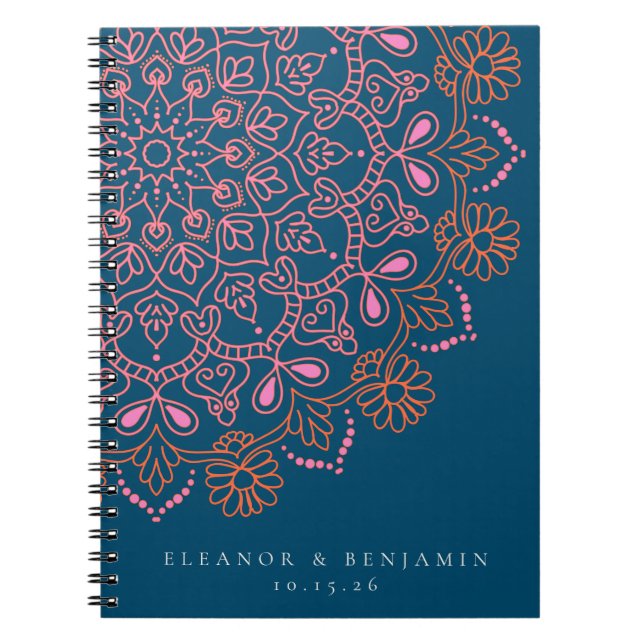 Boho Floral Mandala Teal Blue Elegant Wedding  Notizblock (Vorderseite)