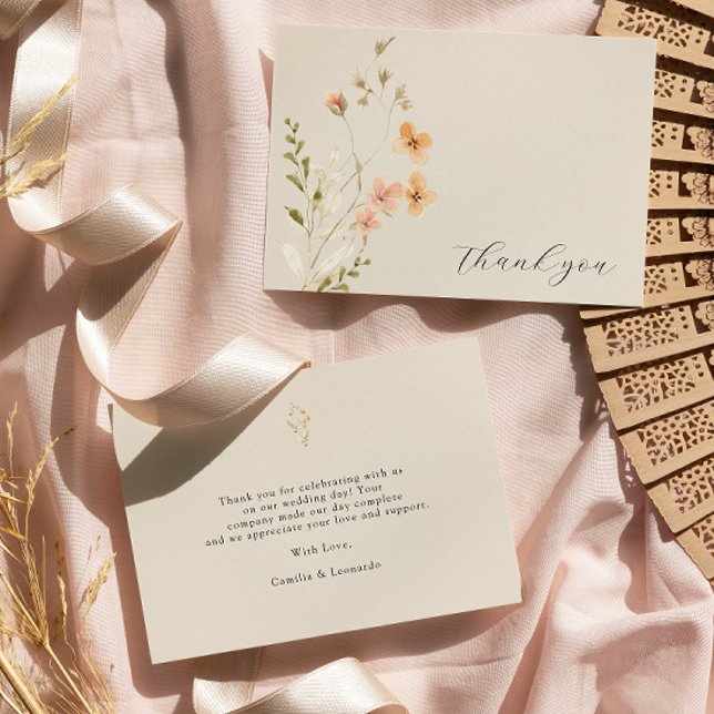 Boho Floral Mariage Carte de remerciements (Créateur téléchargé)
