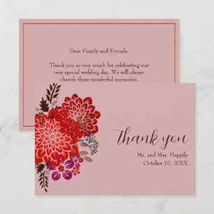 Boho Floral Mariage Merci Cartes