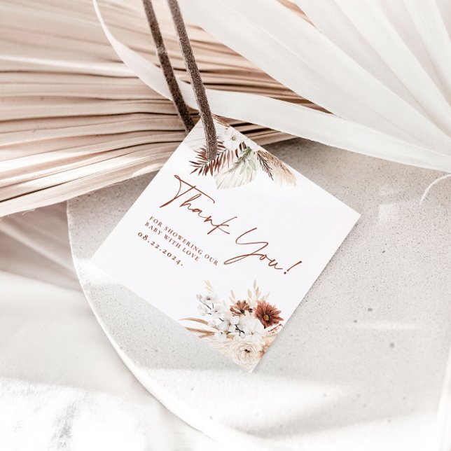 Boho Floral Merci Baby shower étiquettes cadeaux (Créateur téléchargé)