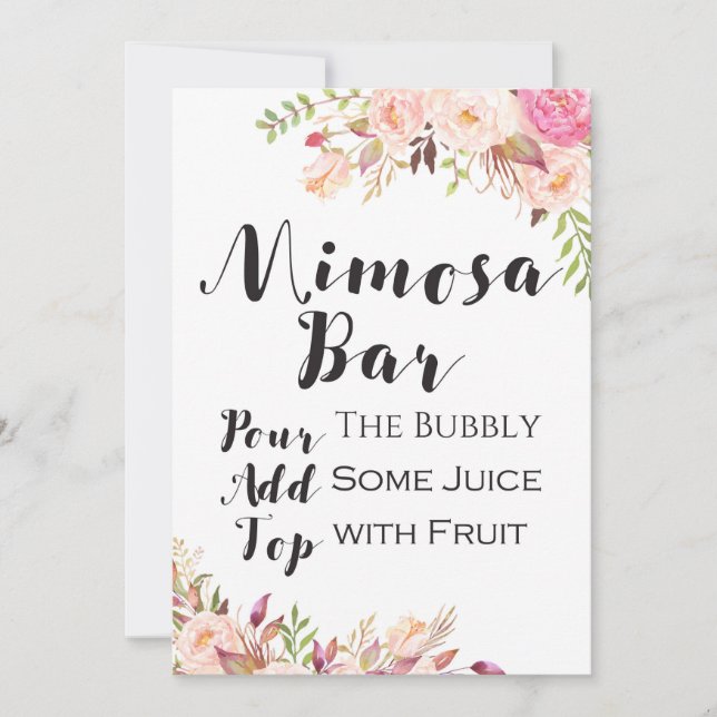 Boho floral mimosa Bar 12x18 Einladung (Vorderseite)