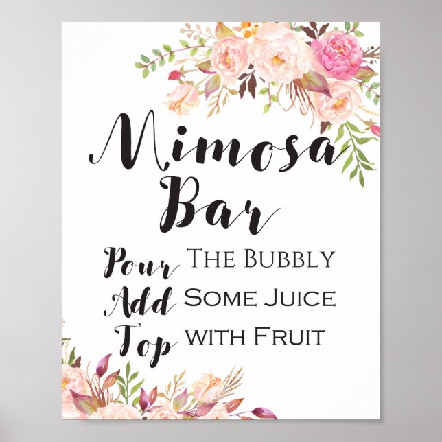 Boho floral mimosa Bar signieren Poster (Vorne)