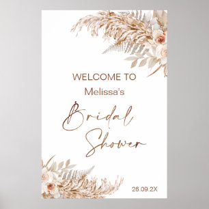 Boho Floral mit Pampas-Farn Hochzeitsdusche Willko Poster
