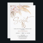 Boho Floral mit Pampas Sweet 16 Geburtstag Einladung<br><div class="desc">Boho Floral mit Pampas Sweet 16 Geburtstag Einladung Sweet böhmischen Blumen 16 . Geburtstag Geburtstag Einladung mit einem blühenden Blumenarrangement mit Pampas Gras. Die Überschrift ist ein Imitat Kupferbild,  das entfernt werden kann.</div>