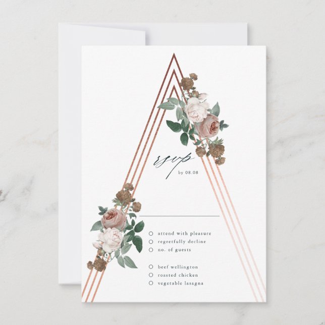 Boho Floral Modern Elegante Wedding RSVP Card Einladung (Vorderseite)