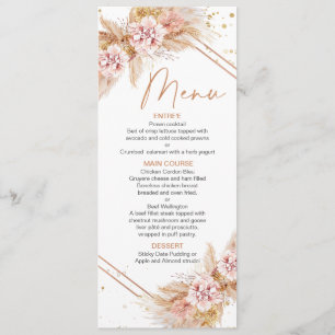 Boho Floral Moderne Avec Menu Grass Pampas