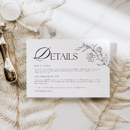 Boho Floral Moderne Minimalistische Hochzeitdetail Begleitkarte