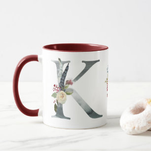 Boho Floral Monogram K-Kaffee Tasse