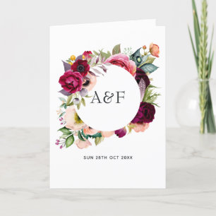 Boho Floral Monogram Wedding Programm
