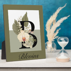 Boho Floral Monogramm B Fotoplatte