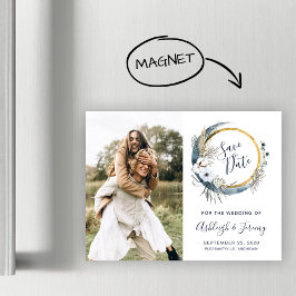 Boho Floral Moon Foto Save the Date Magnetkarte