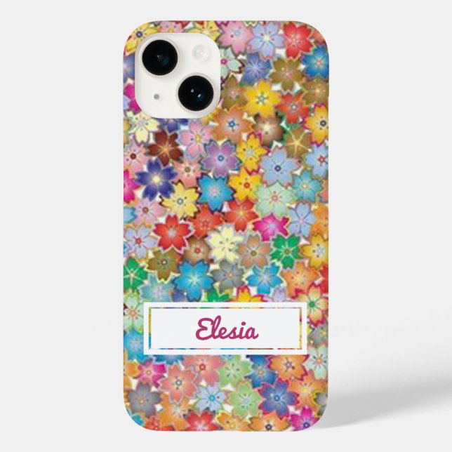 Boho Floral Muster Custom Case-Mate iPhone 14 Hülle (Rückseite)