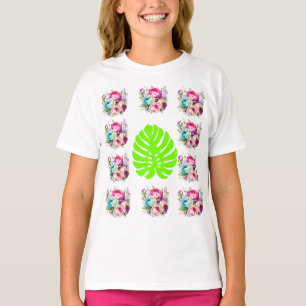 Boho Floral Muster mit grünem Leaf T-Shirt