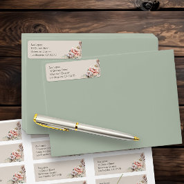 Boho Floral Neutral Beige Rücksendeadresse