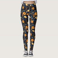 Boho Floral Niedlich Black Orange Blue