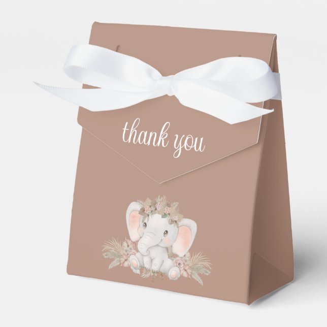 Boho Floral Niedlich Elephant Baby Dusche Vielen D Geschenkschachtel (Vorderseite)