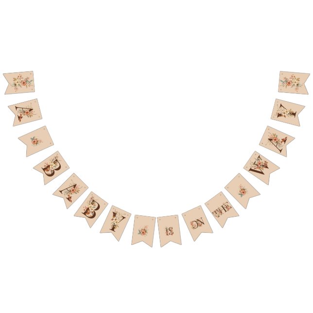 Boho Floral on Creamy Ivory Baby Shower Wimpelkette (Alle)