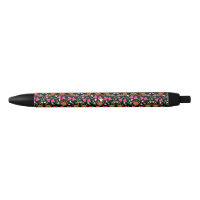 Boho Floral Orange Pink Black Green