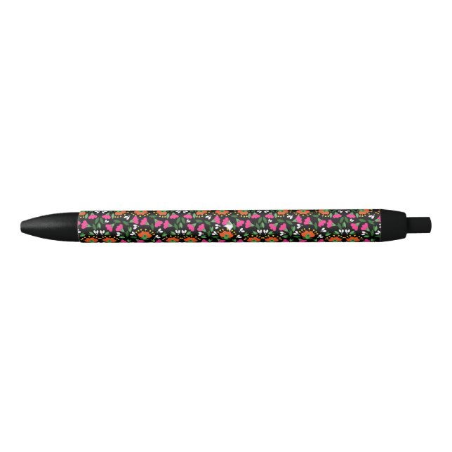 Boho Floral Orange Pink Black Green Kugelschreiber (Vorderseite)