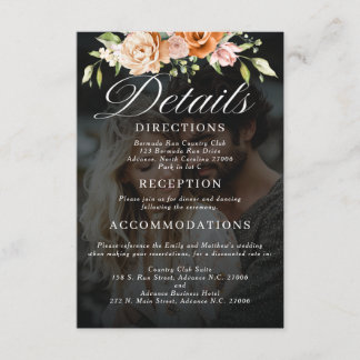 Boho Floral Orange und Blush Pink Wedding Begleitkarte